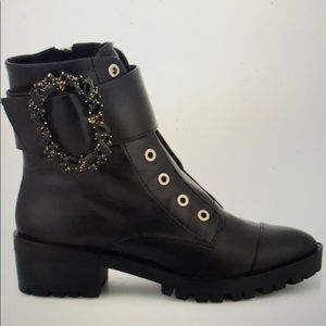Karl Lagerfield Piper Embellished Combat Boots
